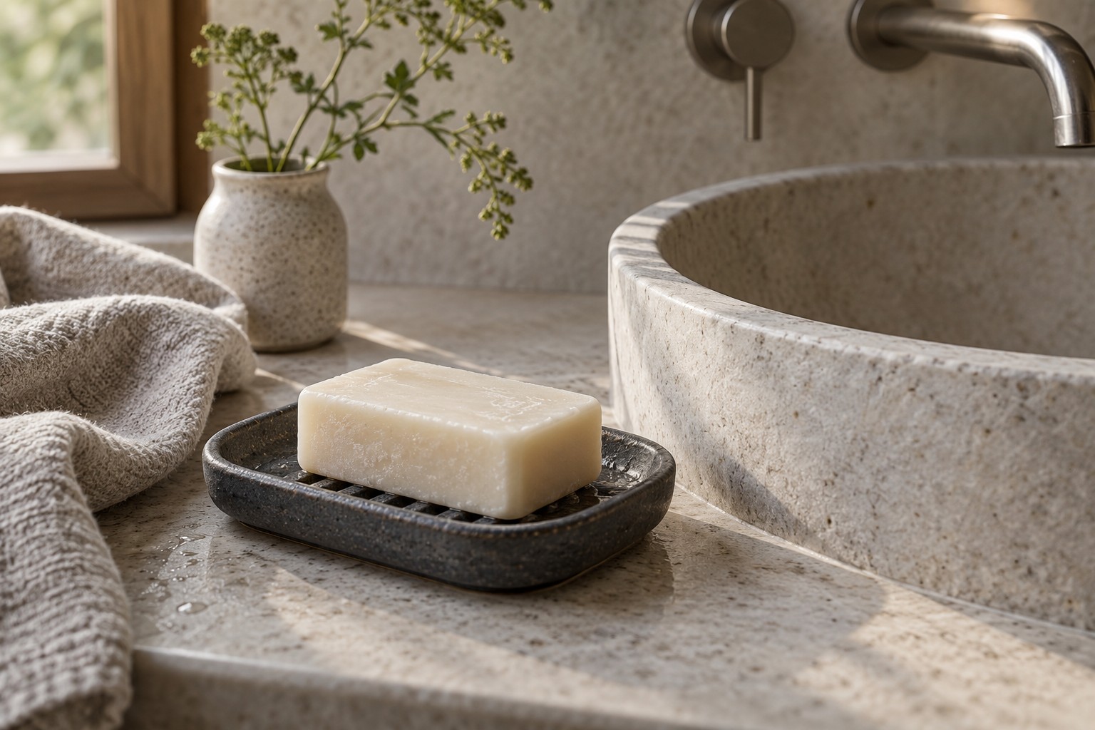 The Nordic Bathroom Begins with a Bar of Soap editorial image