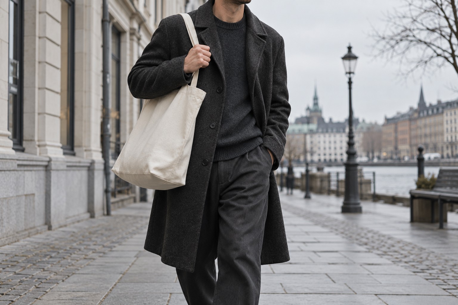 The Tote Bag Has a Place in Nordic Menswear editorial image